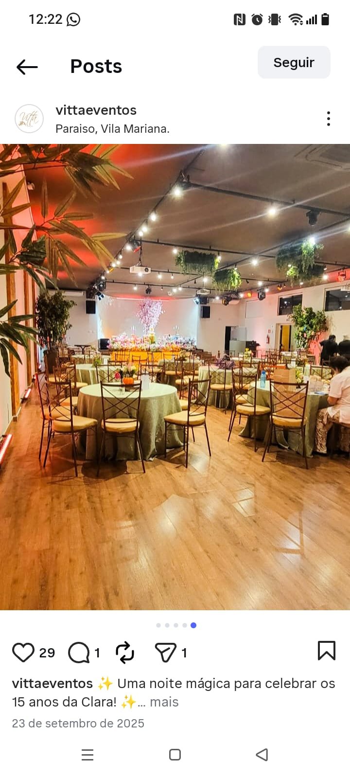 Salão decorado para baile de 15 anos